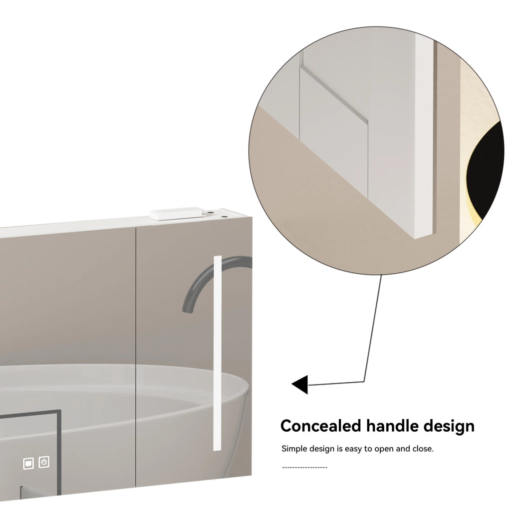 Armadio a specchio da parete con LED; MDF e vetro; bianco