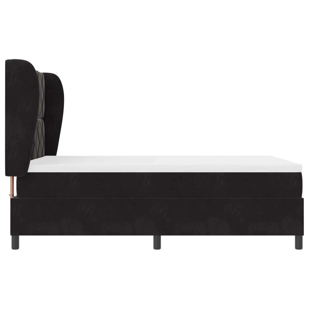 Letto Box Spring con Materasso  Nero 140x200 cm Velluto