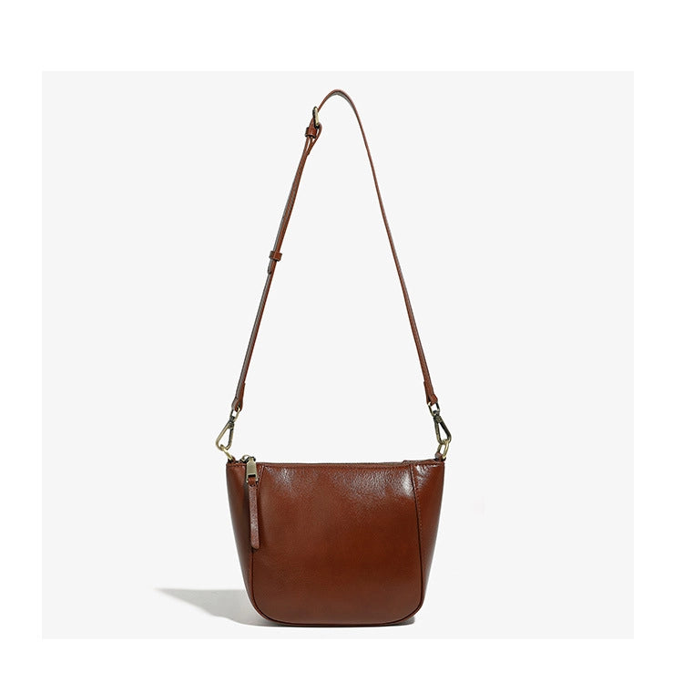 Borsa a tracolla da donna in vera pelle, elegante borsa tote marrone