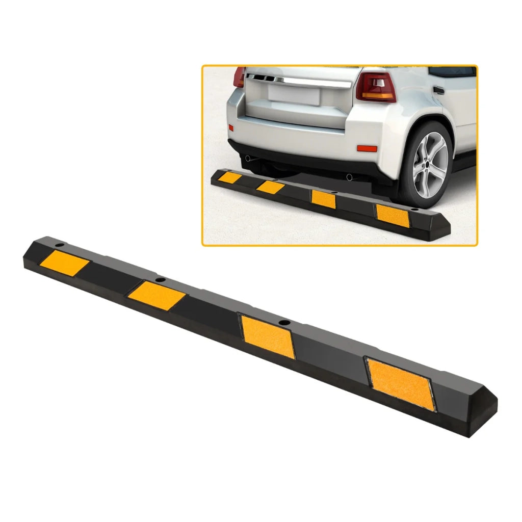 Cordolo di parcheggio 183 x 15 x 10 cm guida efficiente elevata capacità 4000 kg finitura in gomma nera ad alta visibilità giallo 20_0019042