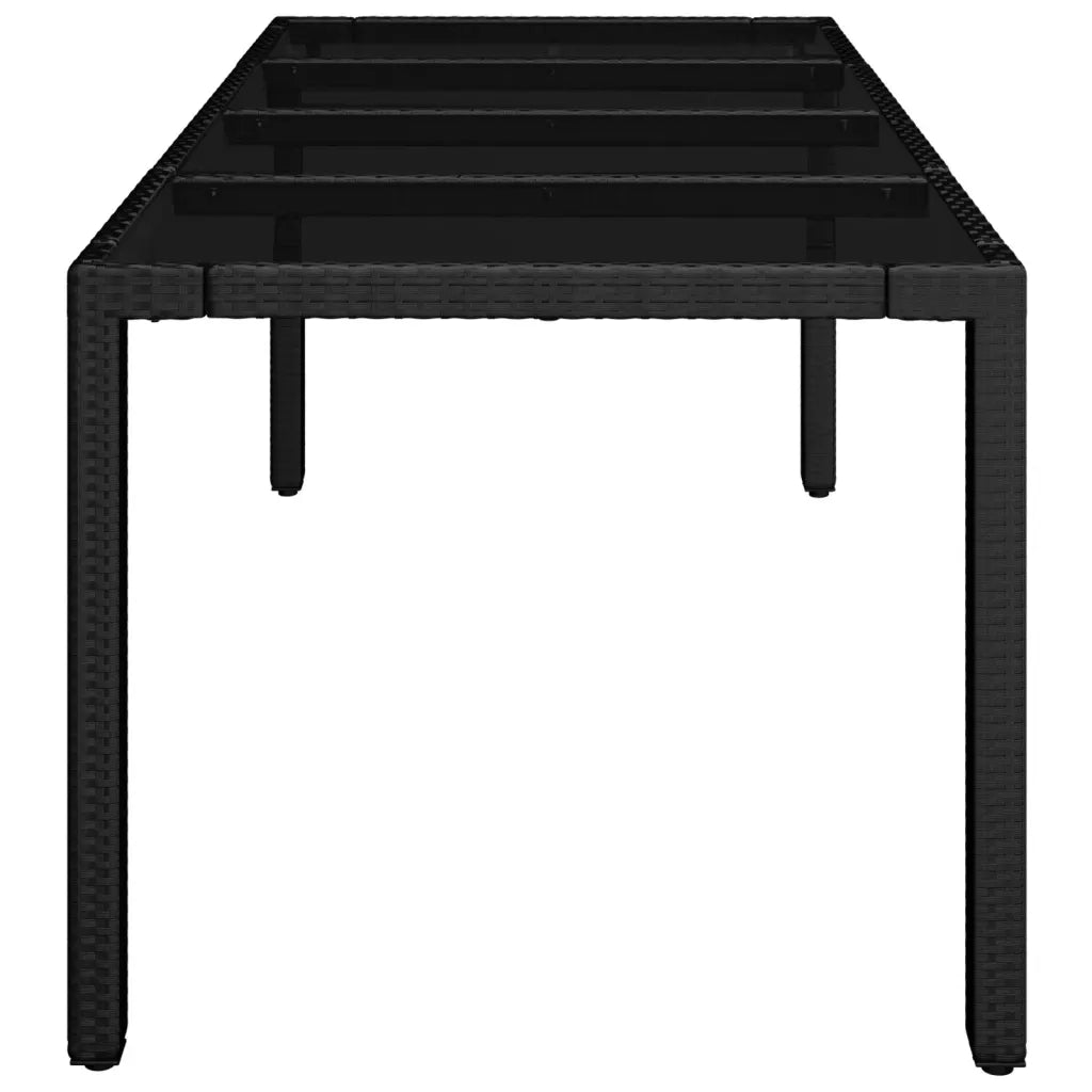 Tavolo da Giardino Piano in Vetro Nero 190x90x75 cm Polyrattan 319903