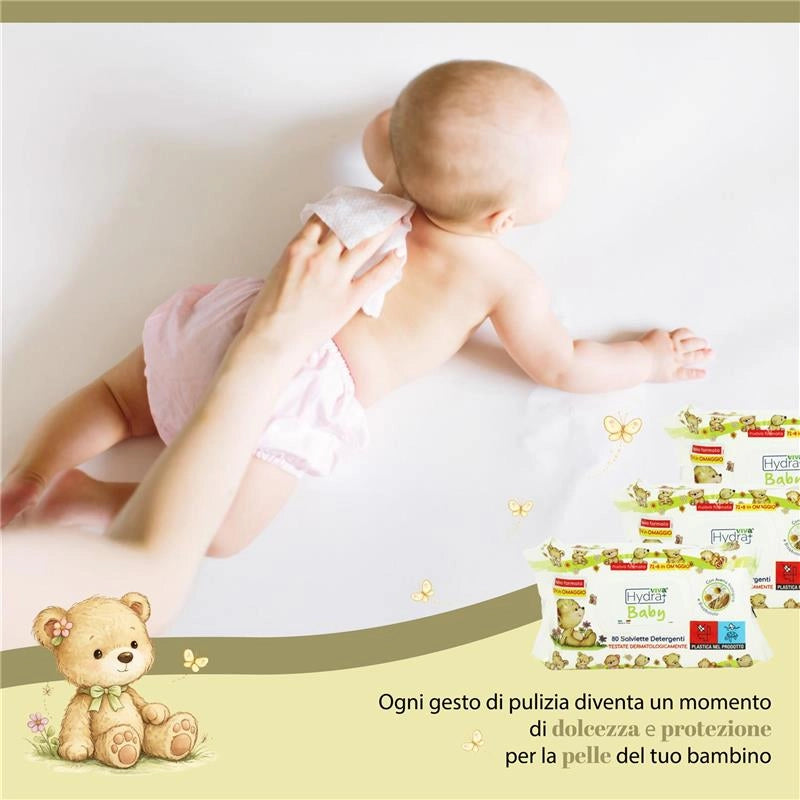HYDRA VIVA + SALVIETTE DETERGENTI BABY CON AVENA BIOLOGICA E BISABOLOLO 3 CONFEZIONI DA 80 PZ
