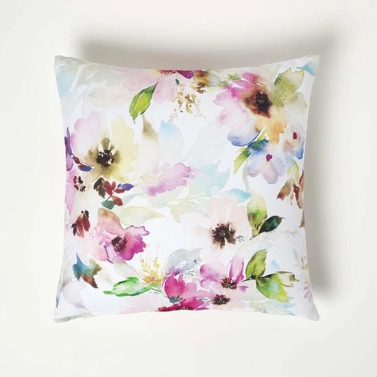 Cuscino esterno aquarel fiori, cuscino da giardino colorato 45x45 cm, cuscino fiori per terrazza & balcone