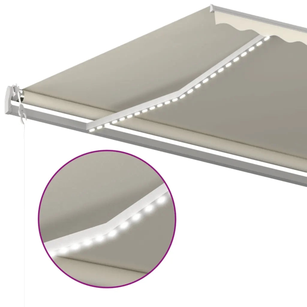 Tenda Automatica con Sensore Vento e LED 600x350 cm Crema 3069052
