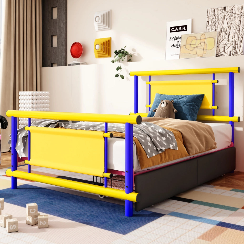 Letto Singolo per Bambini con Cassetti ¨C MINIMAL ¨C Metallo 90x200