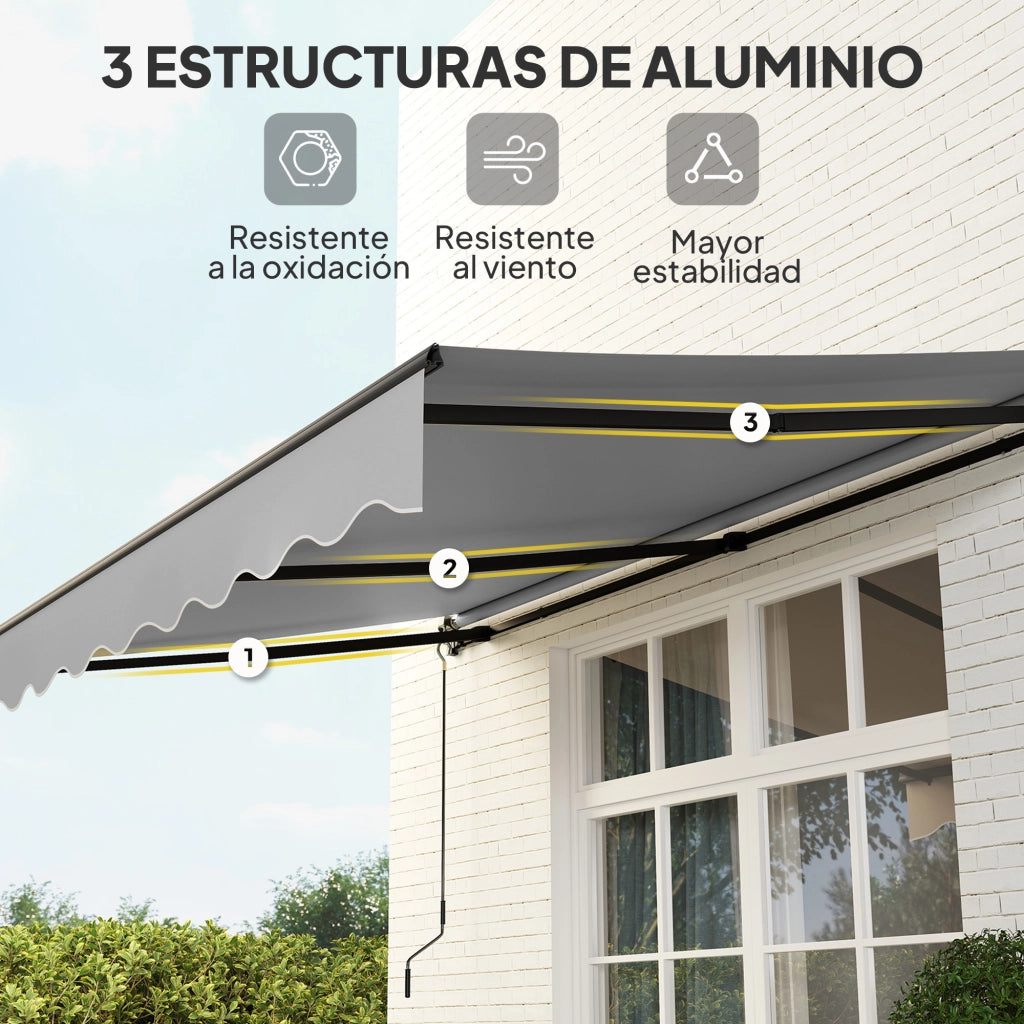 Toldo Retraibile in Alluminio per Finestre e Porte ¨C zephmum ¨C Grigio 360x220 cm
