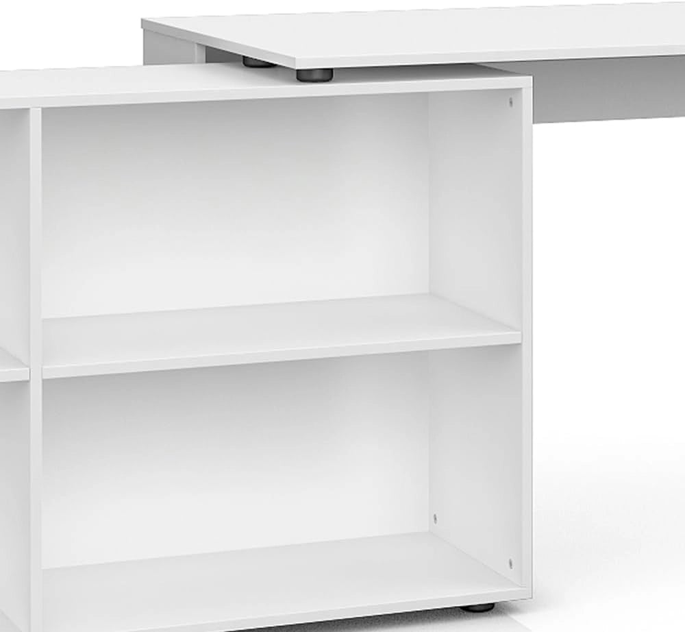 Scrivania angolare FlexPlus, Bianco, 137 x 60 cm, con scaffale aperto e possibilità di posizionamento variabile