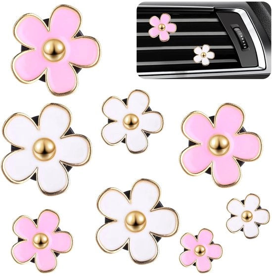 Diffusore di Aria per Auto 8 Pezzi - Fiori di Margherita - Aromaterapia - Diffusore di Olio Essenziale - Decorazione Interna - Accessori per Auto - Decorazione per Auto