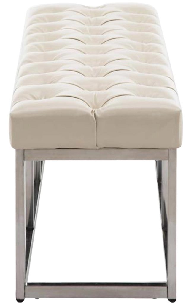 Panca Amun in similpelle e acciaio crema,120 cm