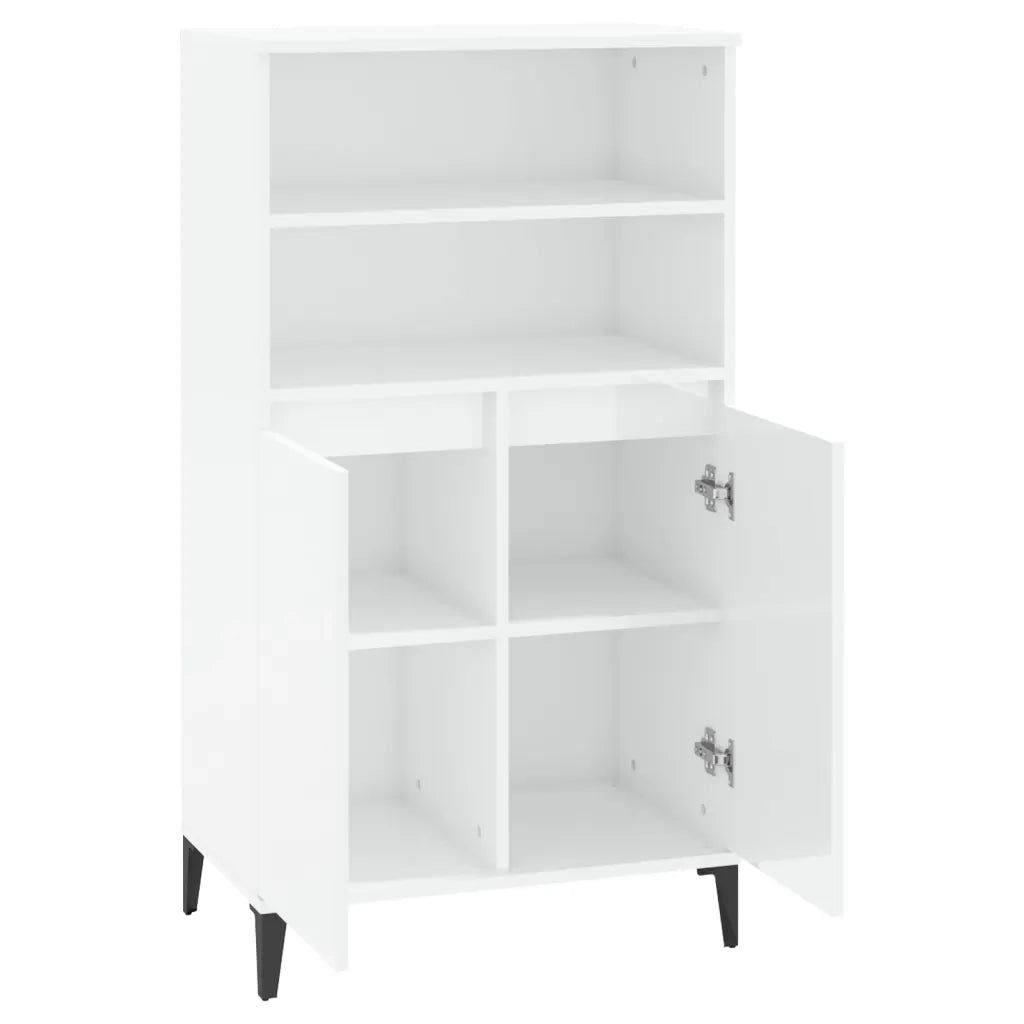 Credenza Bianco Lucido 60x36x110 cm in Legno Multistrato 821230