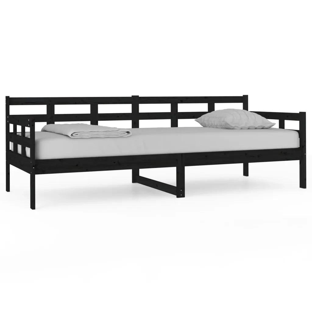 Dormeuse Nera in Legno Massello di Pino 80x200 cm 820366