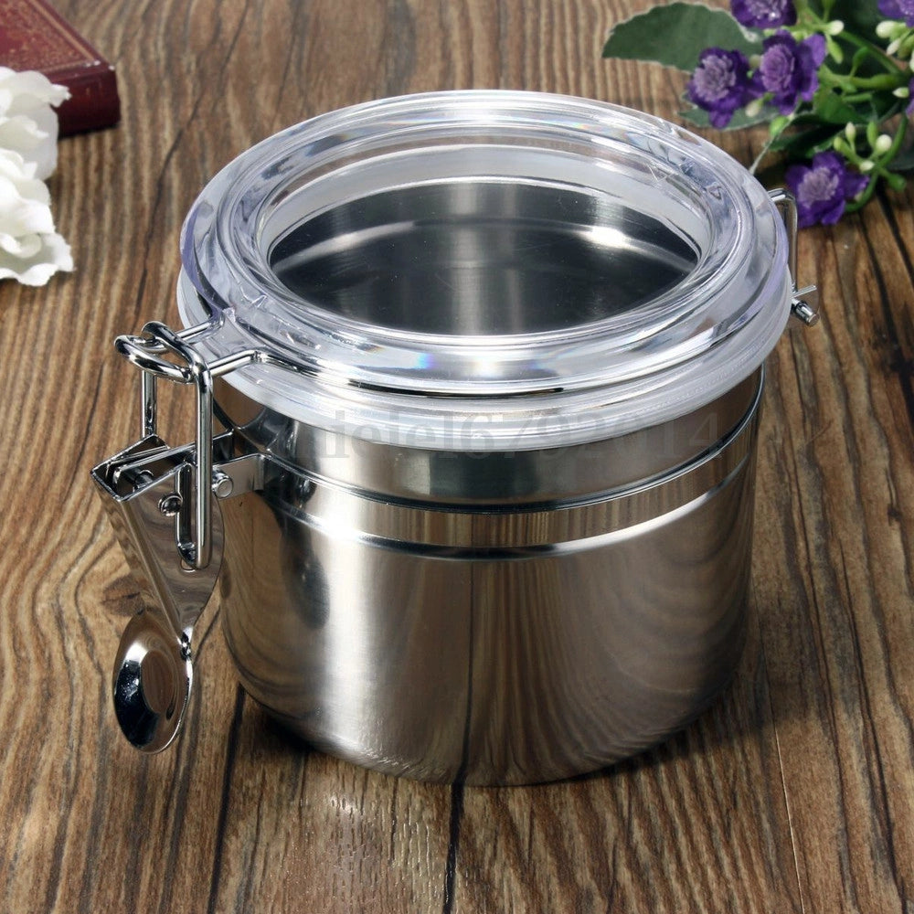Trade Shop - Barattolo Case Tabacco Cibo Conserva Acciaio Inox Umido Tenuta Aria -