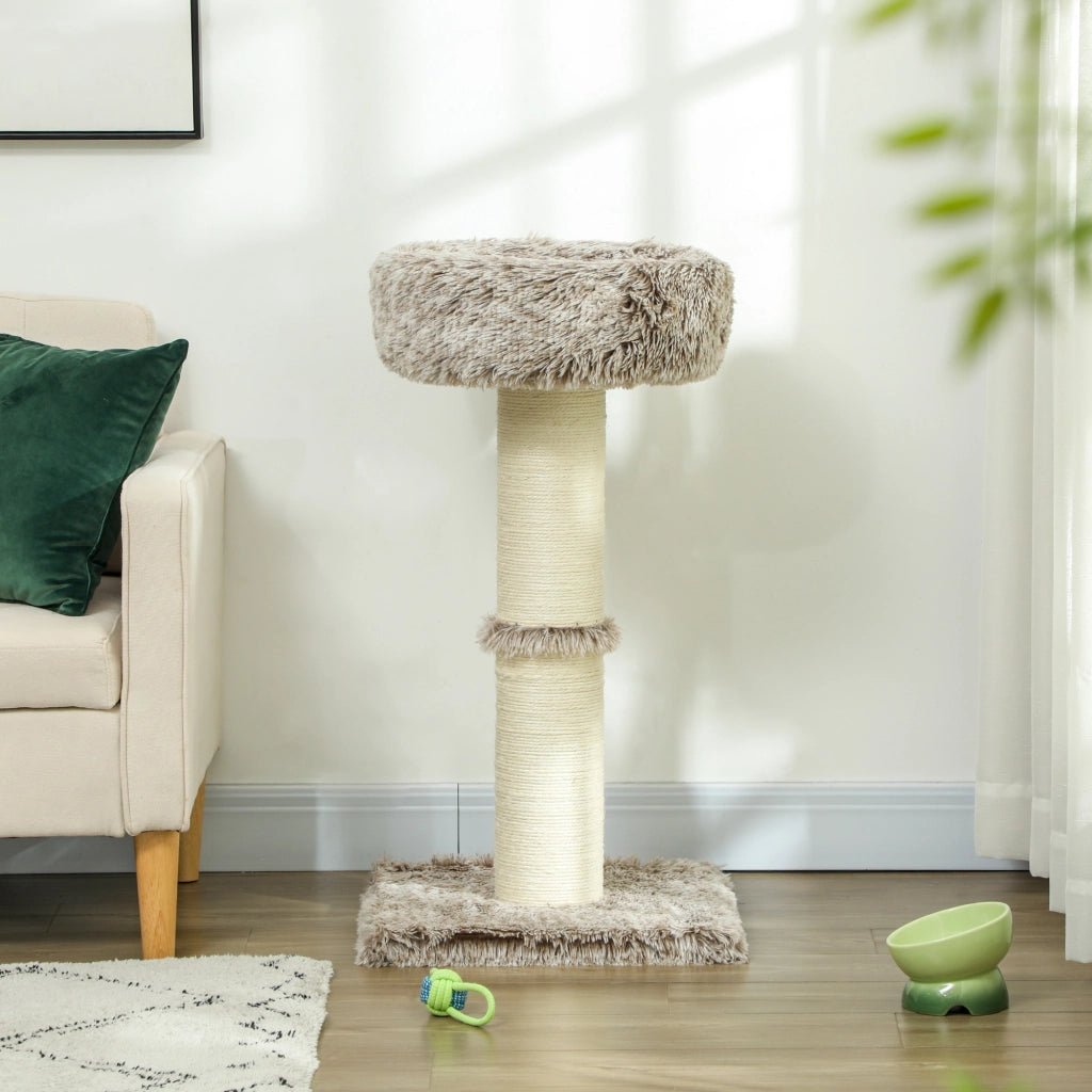 Albero per gatti con letto in peluche e tiragraffi ¨C zephmum ¨C 87x45x45 cm marrone