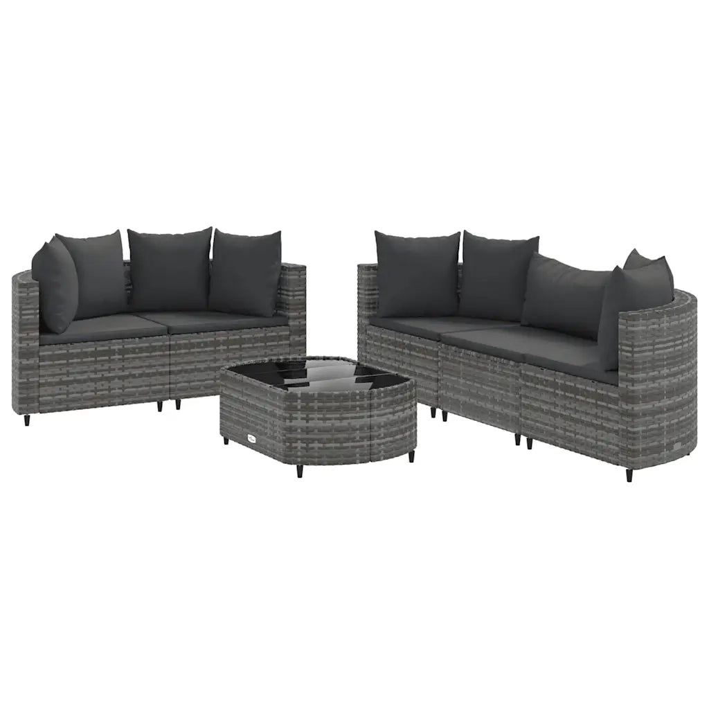 Set Divano da Giardino 6 pz con Cuscini Grigio in Polyrattan
