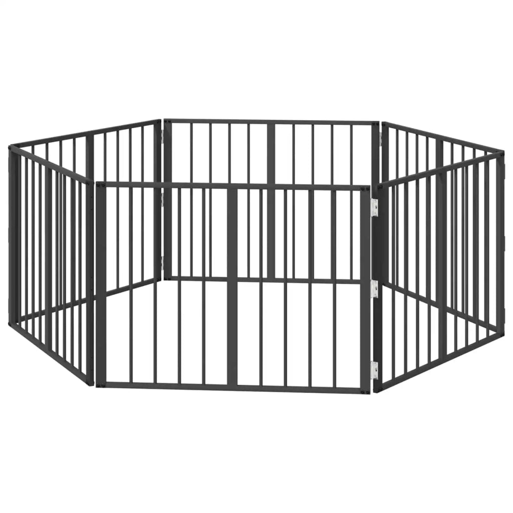 Cancello per cani 6 pcs Nero 80 x 60 cm Acciaio zincato
