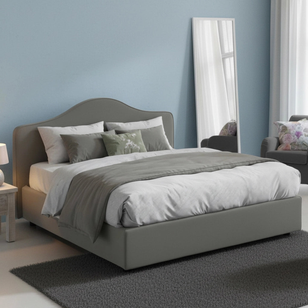 Letto Matrimoniale Alborella, Letto Matrimoniale Sfoderabile Made in Italy, Grigio