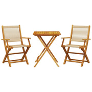 Set da Bistrot 3pz | Set Salotto da Giardino Beige in Polipropilene e Legno Massello