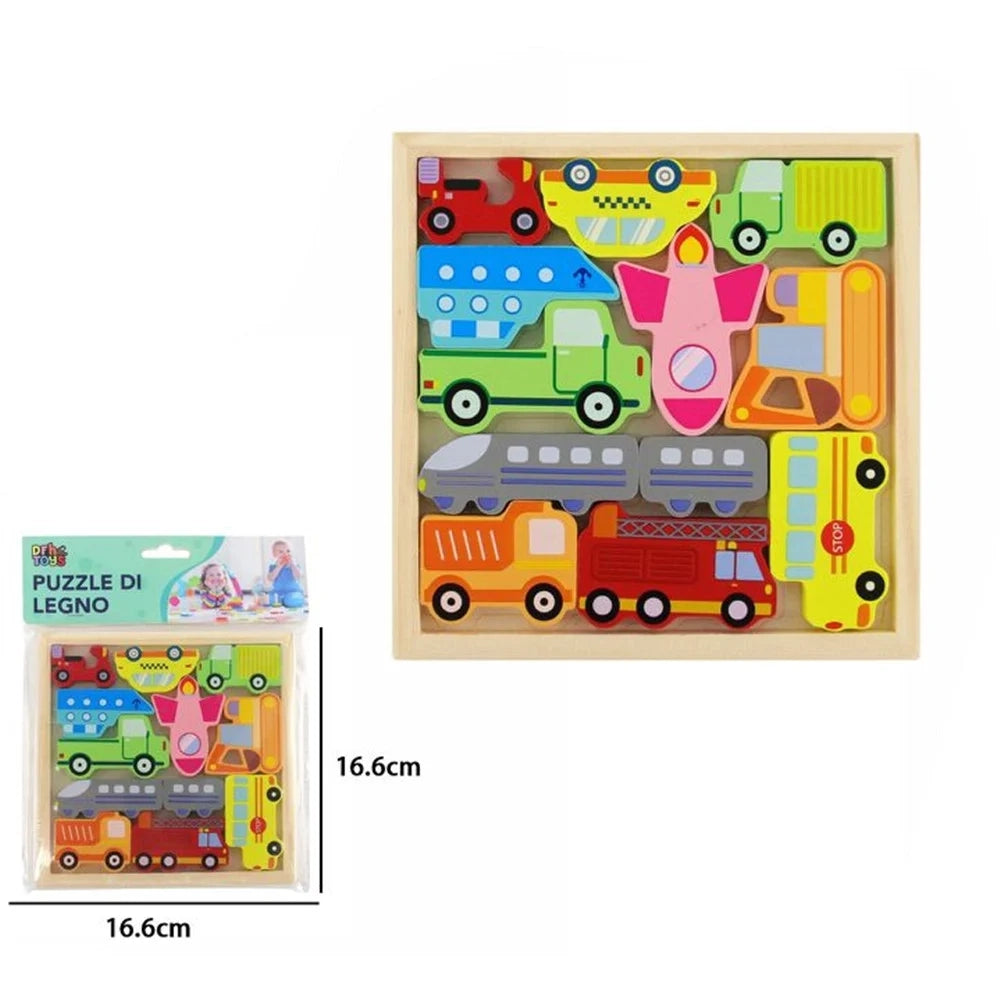 Trade Shop - Puzzle 3d A Incastro In Legno Forma Veicoli Per Bambini Gioco Da Tavolo Educativo 07939 -