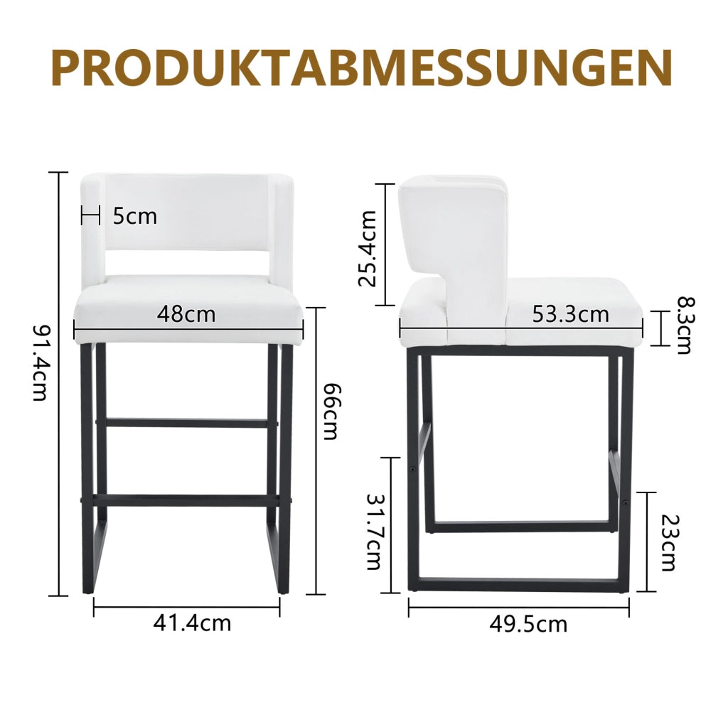 Sgabello da bar 91.4 cm con seduta imbottita; gambe in metallo; PU bianco e nero