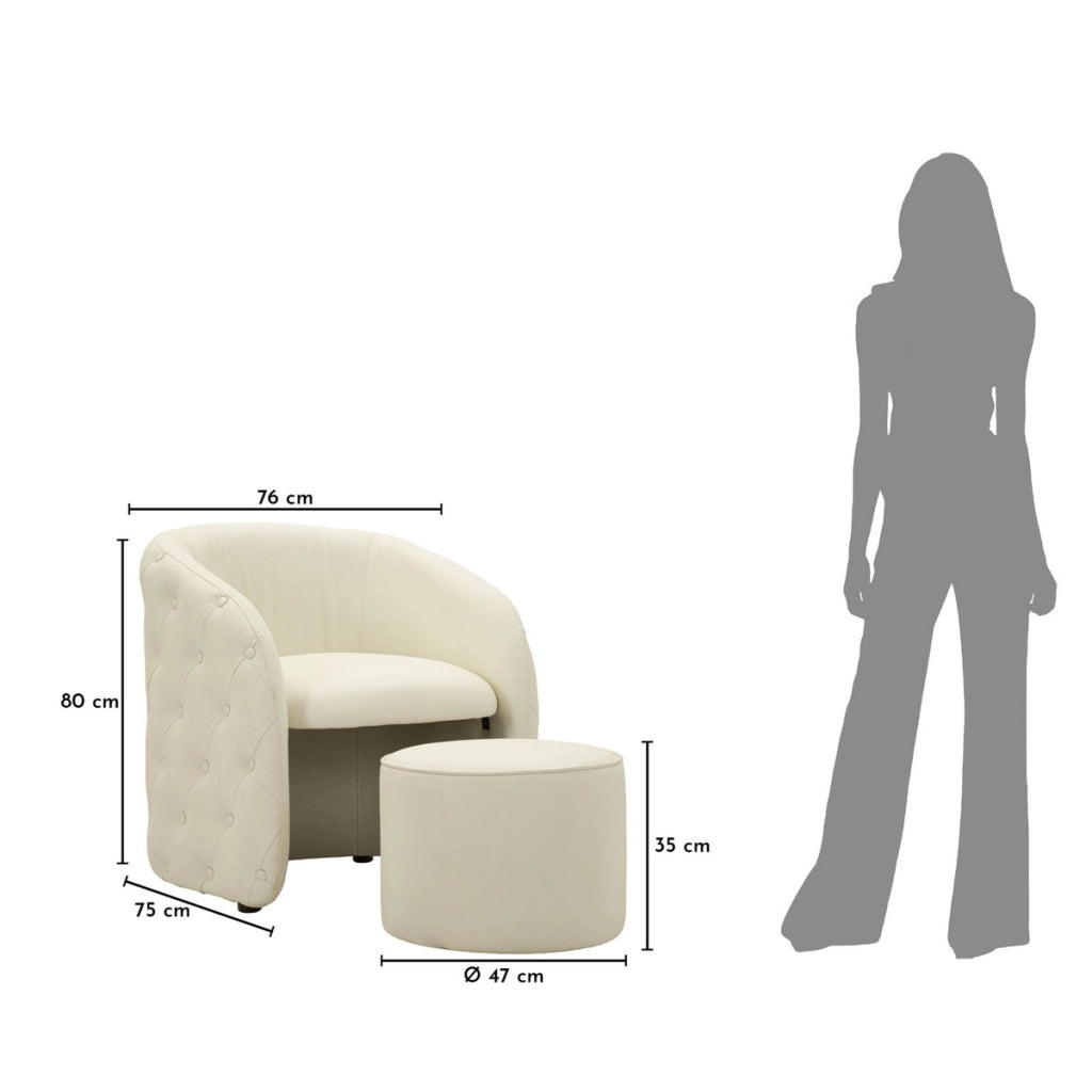 Poltrona con pouf Zagabria in bianco