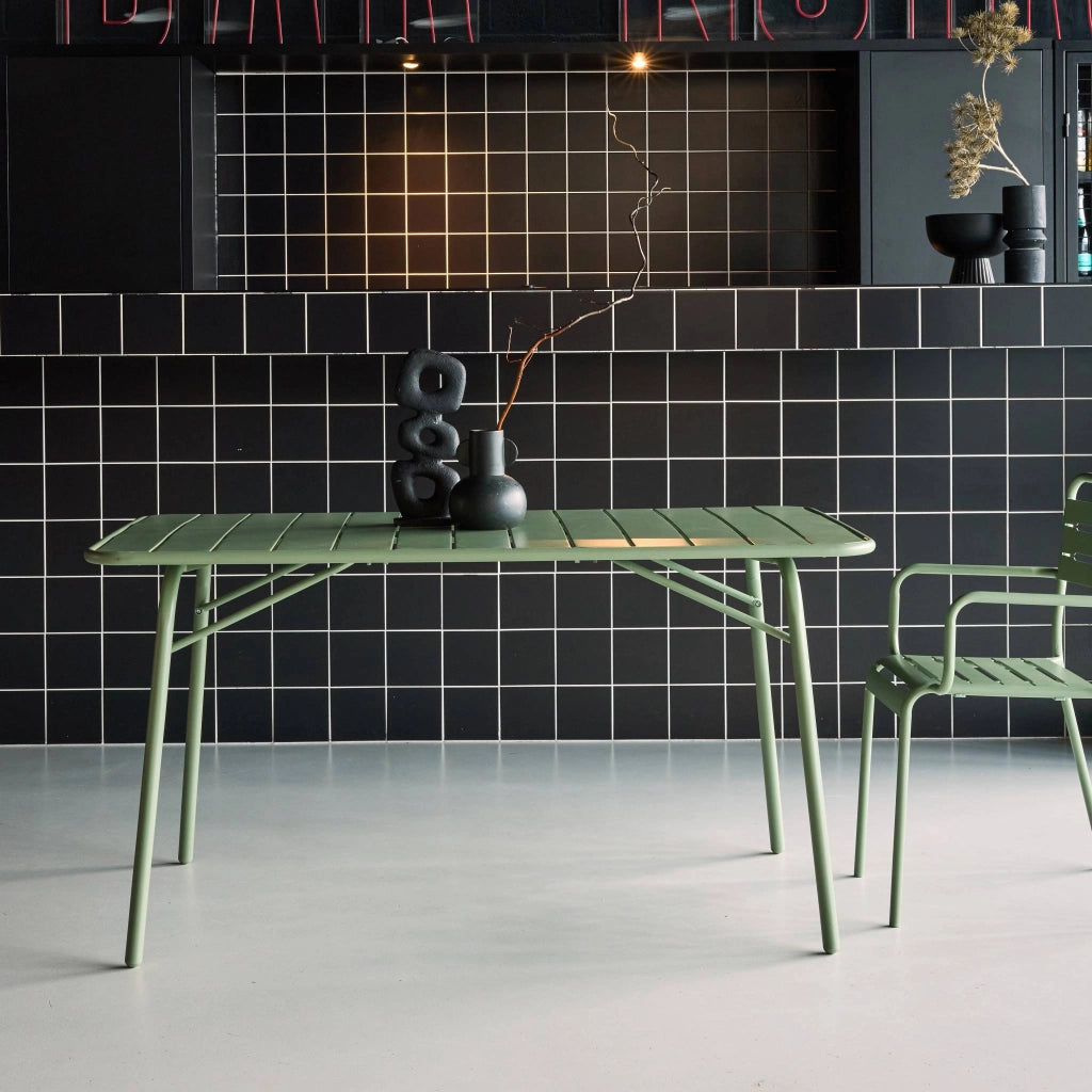Tavolo da giardino pieghevole in metallo 6 posti, 140cm, verde