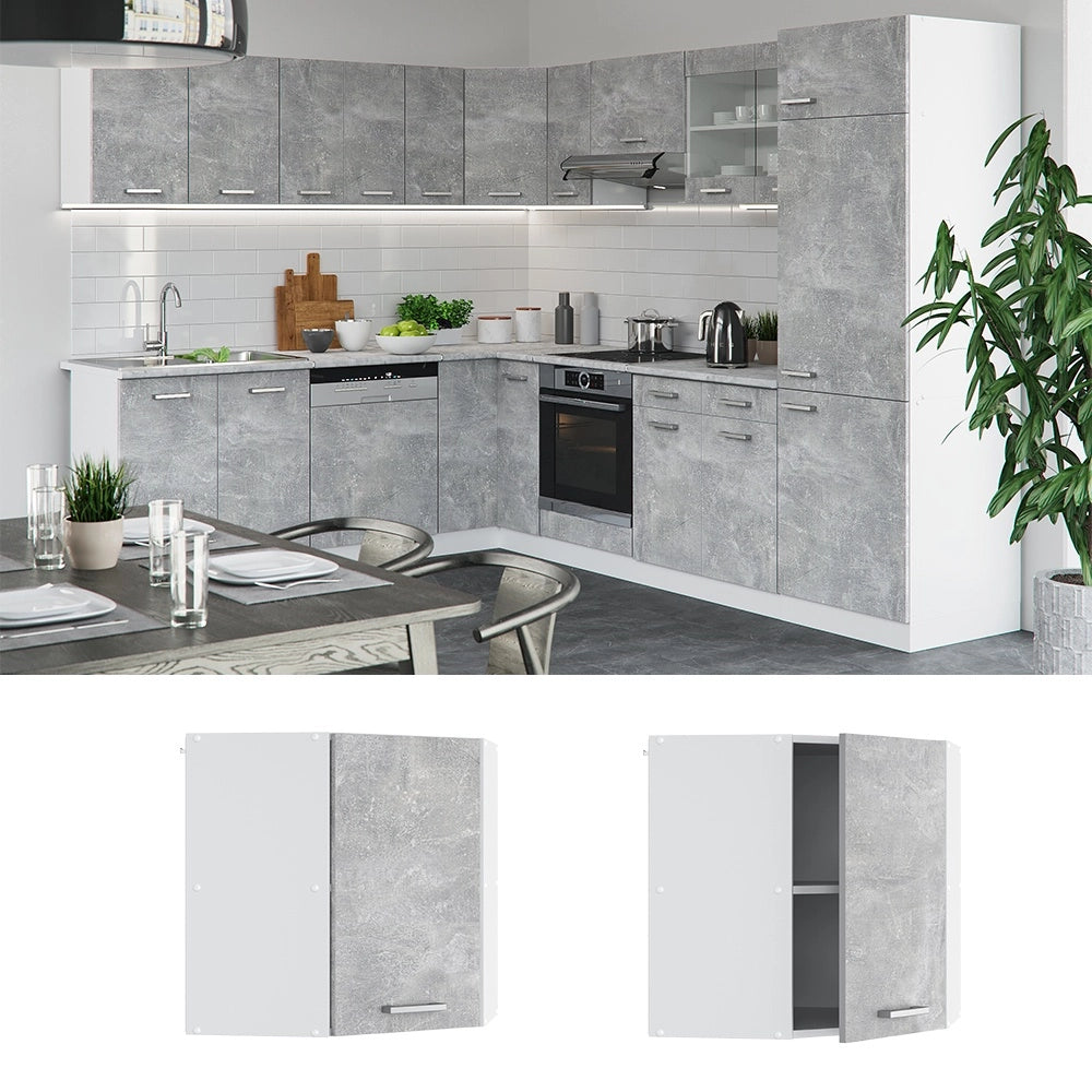 Mobile angolare da cucina R-Line Calcestruzzo/Bianco 57 cm Vicco