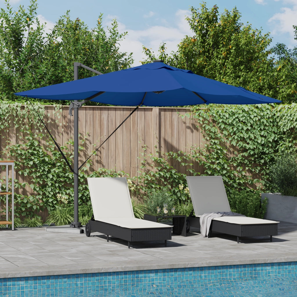 Ombrellone a Sbalzo Roma con LED Blu Azzurro 352x251x265 cm Alluminio