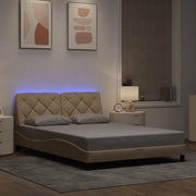 Giroletto con LED senza Materasso Crema 140x200 cm in Tessuto