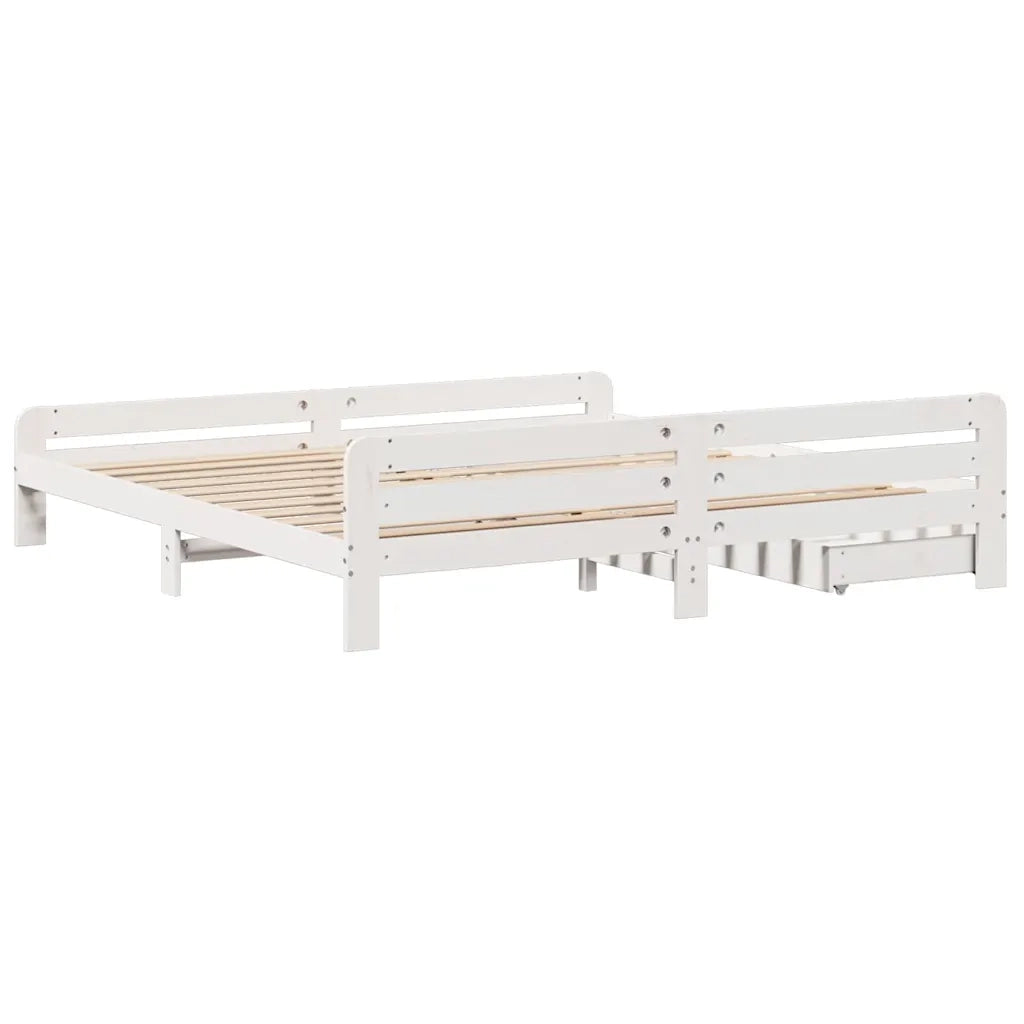 Letto matrimoniale | Letto per adulti | Letto senza Materasso Bianco 180x200 cm Legno Massello di Pino