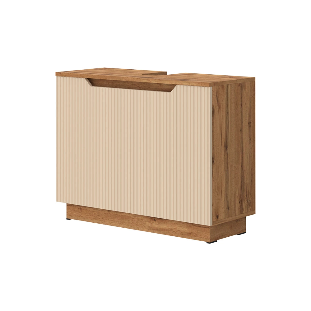 Vicco Mobile sottolavabo per bagno Rovere/cashmere a righe 79.6 x 62.1 cm con 2 porte
