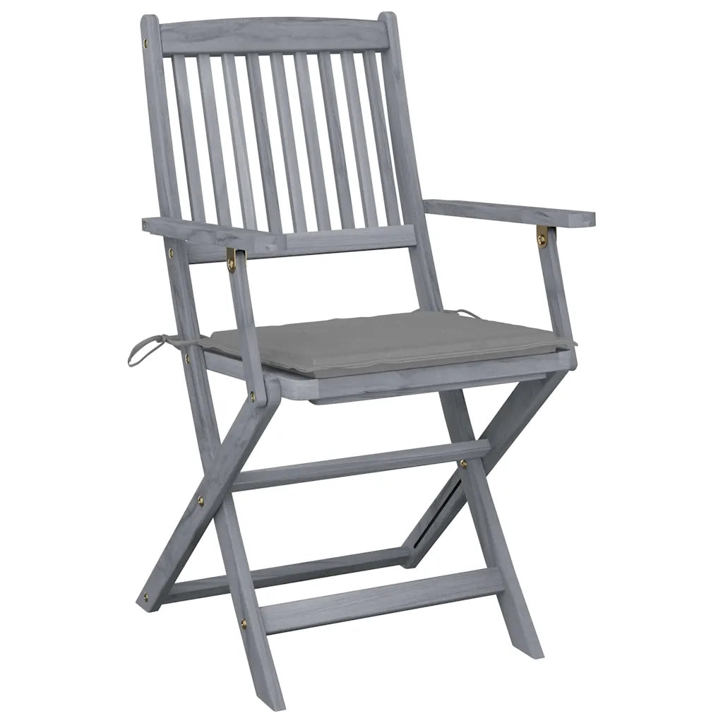 Sedie da Giardino Pieghevoli 4pz con Cuscini in Massello Acacia 3064510