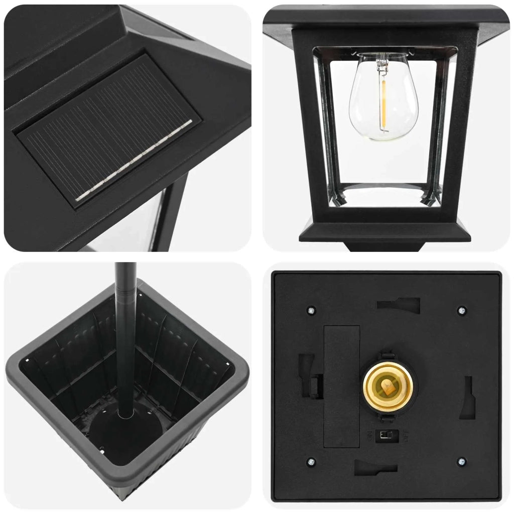 Lampione a 3 teste con vasi with LED Bulb Nero 32 x 32 x 188 cm 42042694