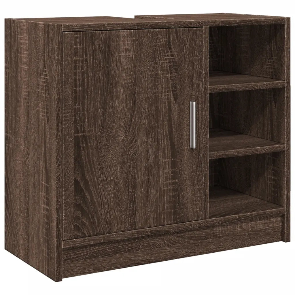 Mobile Lavabo-Armadietto da bagno Rovere Fumo 63x29x55 cm in Truciolare 273426
