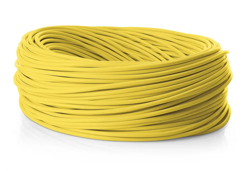 Rolla 50 mt cavo elettrico 2x0,75 mm rivestito in tessuto giallo