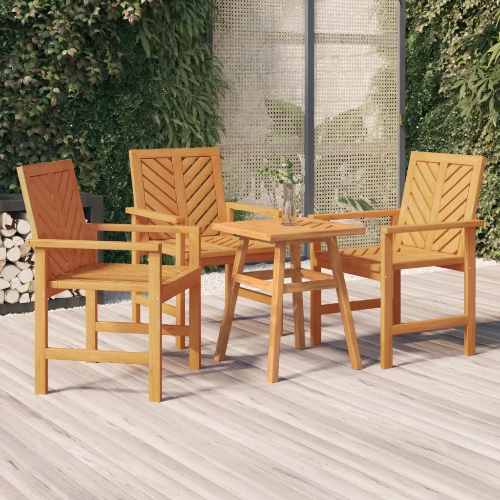 Sedie da Pranzo da Giardino 3pz Legno Massello di Acacia
