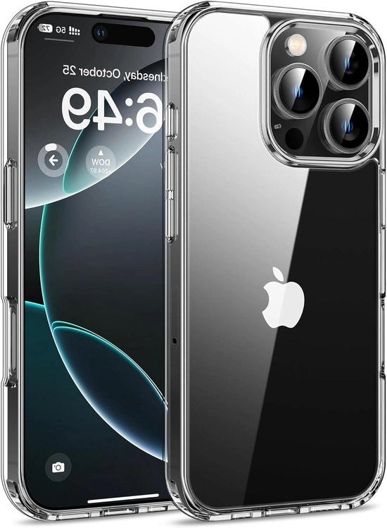 Hoesa per iPhone 16 Pro Max, protezione contro cadute, resistente alle graffi, schermo posteriore rigido - trasparente cristallo.