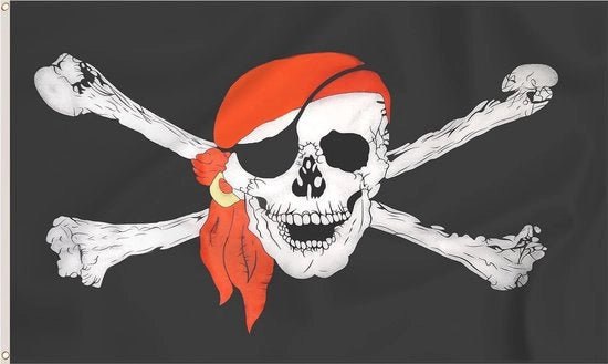 Bandiera Pirata con Fazzoletto Rosso - 1,5 m x 9 m