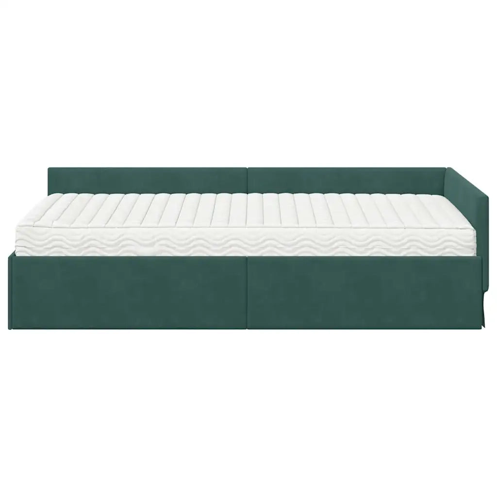 Struttura Letto Angolare con Materasso 2 pcs Verde Velluto 3393646