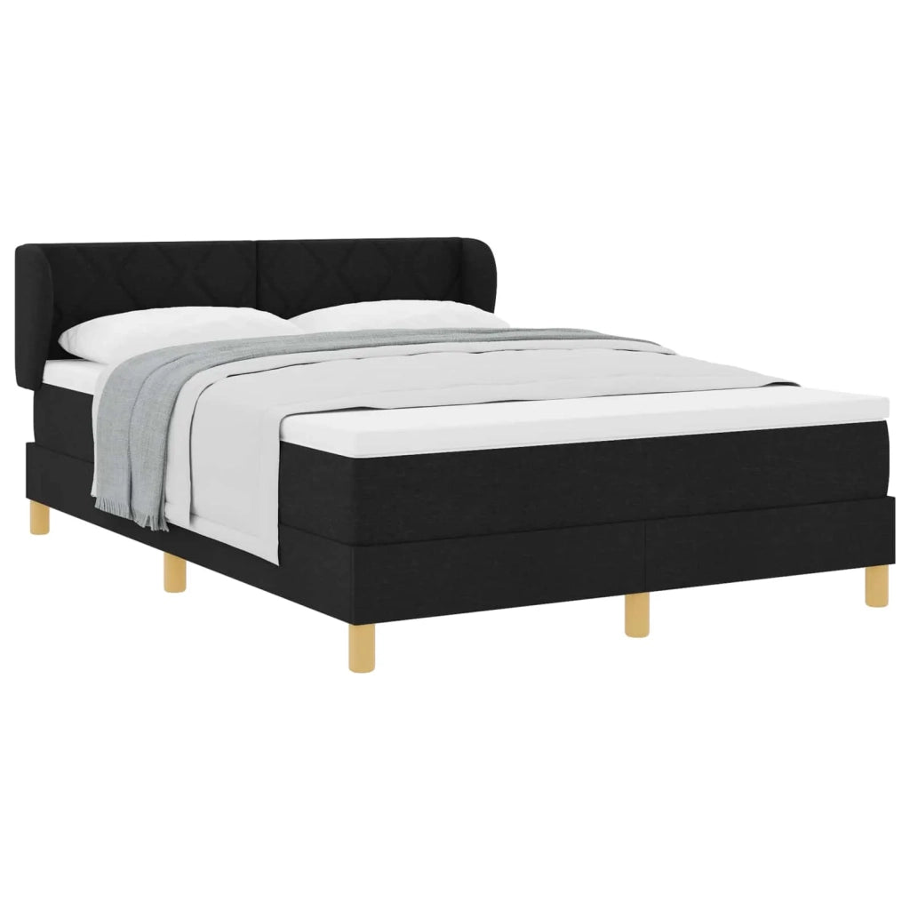 Letto a molle con materasso Nero 140 x 190 cm Tessuto 3340271