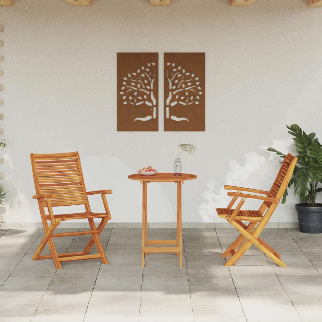 Set Bistro Pieghevole 3 pcs Marrone Legno di Acacia Massello 3375689