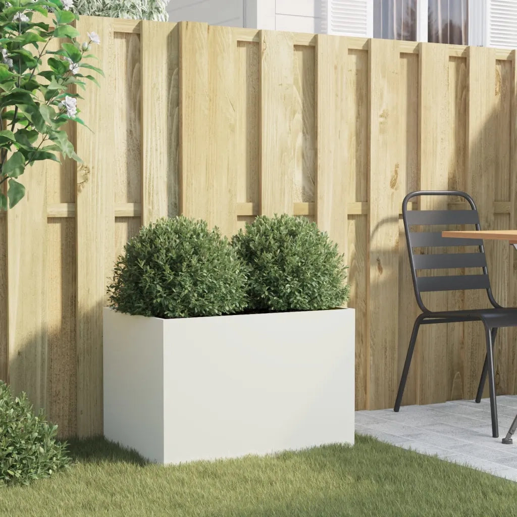 Fioriera-Vaso-Contenitore per Piante Bianca 62x30x29 cm in Acciaio 705431