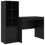Scrivania | Tavolo da Ufficio con cassetto con lo scaffale 2 pz Rovere Nero