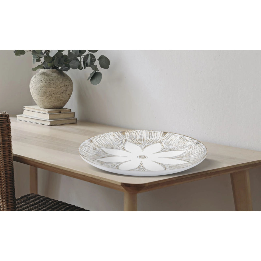 Vassoio Fiore 3, Bianco, Poliresina, 35,5x35,5x4,4 cm