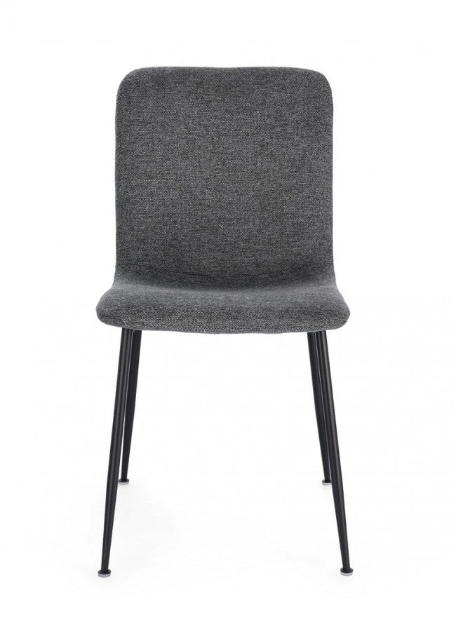 Set 4 Sedie 44x56x81 cm Rinas in Tessuto Grigio Scuro