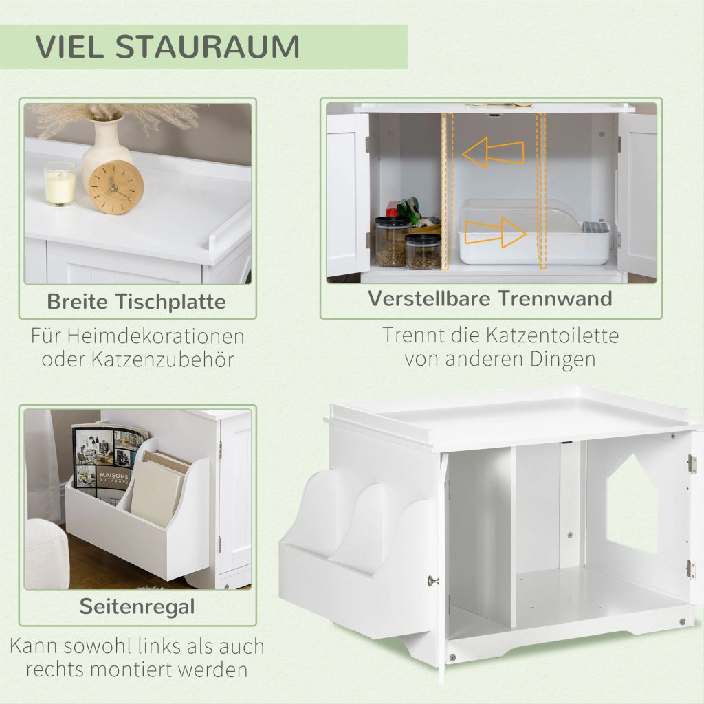 ARMADIETTO LETTIERA PER GATTI 86x48x52 cm MDF Bianco