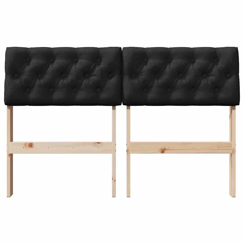 Testiera imbottita Nero 120 cm Pino massello 879186