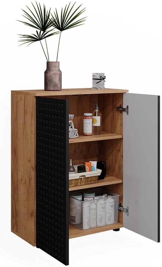 Mobile midi Irma, Antracite puntinato, 60 x 81 cm, per la conservazione in bagno e abbinabile alla serie Irma