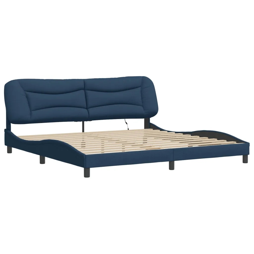 Giroletto con LED senza Materasso-Struttura Letto con LED Hvar Blu 200x200 cm in Tessuto