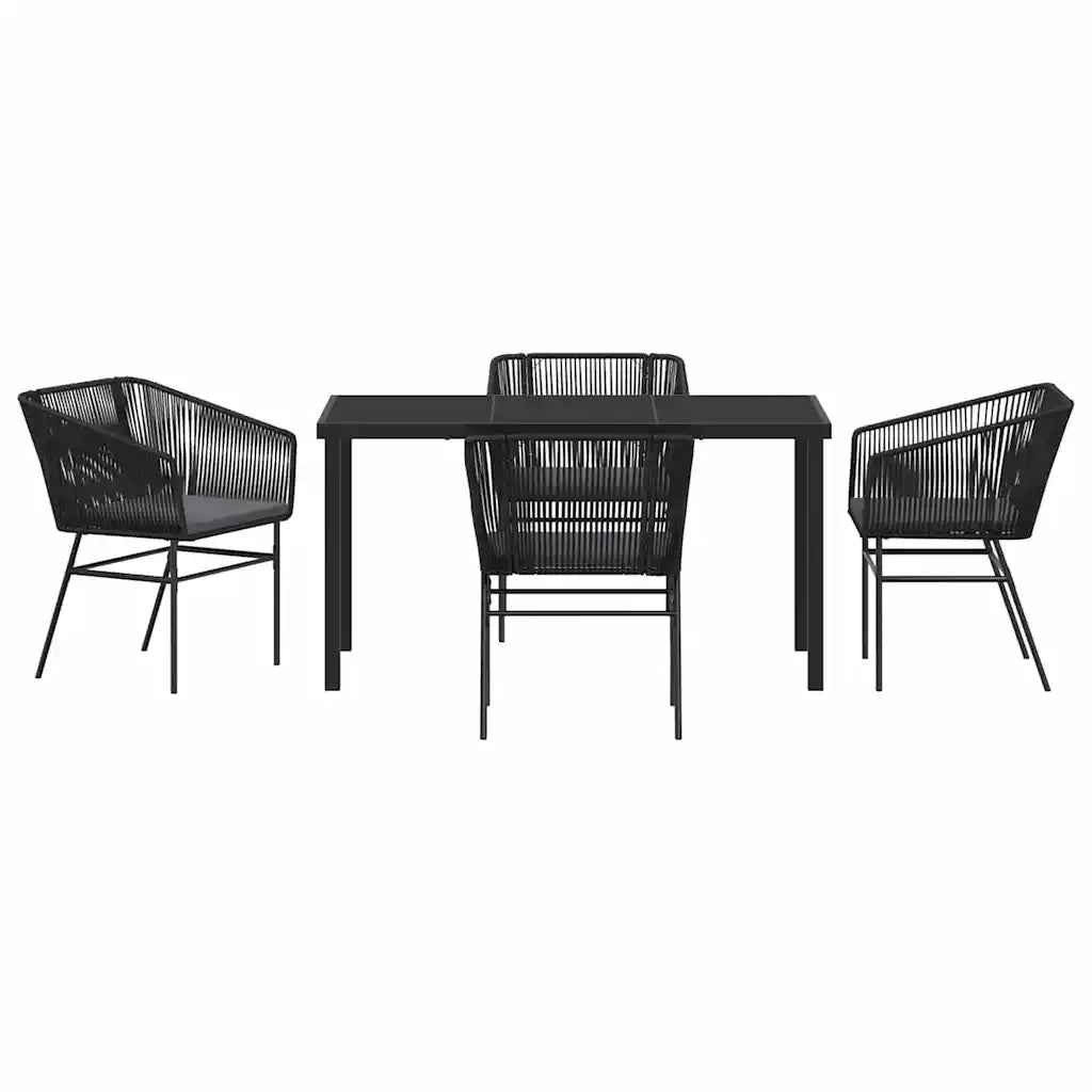 Set da Pranzo per Giardino con cuscino 5 pz | Set Salotto da Giardino Nero