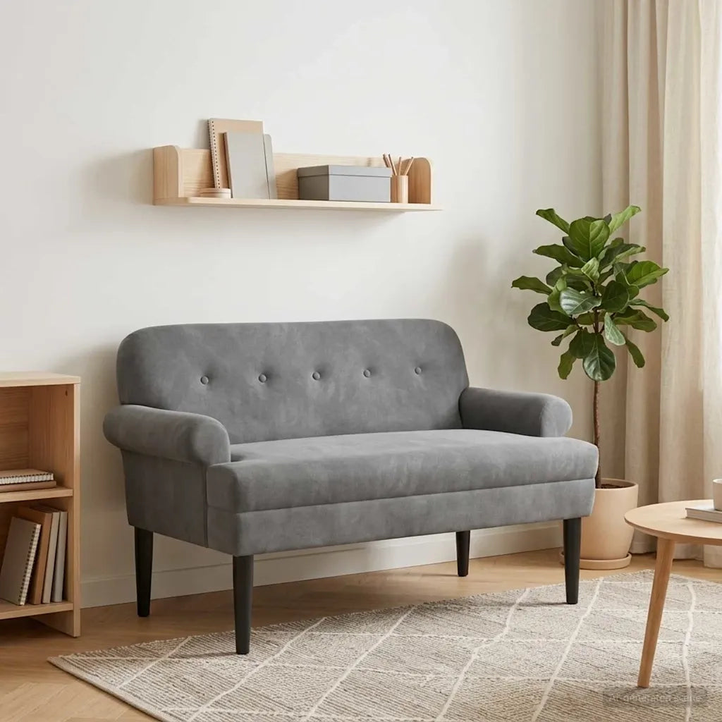 Loveseat con bottoni imbottiti Grigio Scuro 120 x 66 x 78 cm 42041829